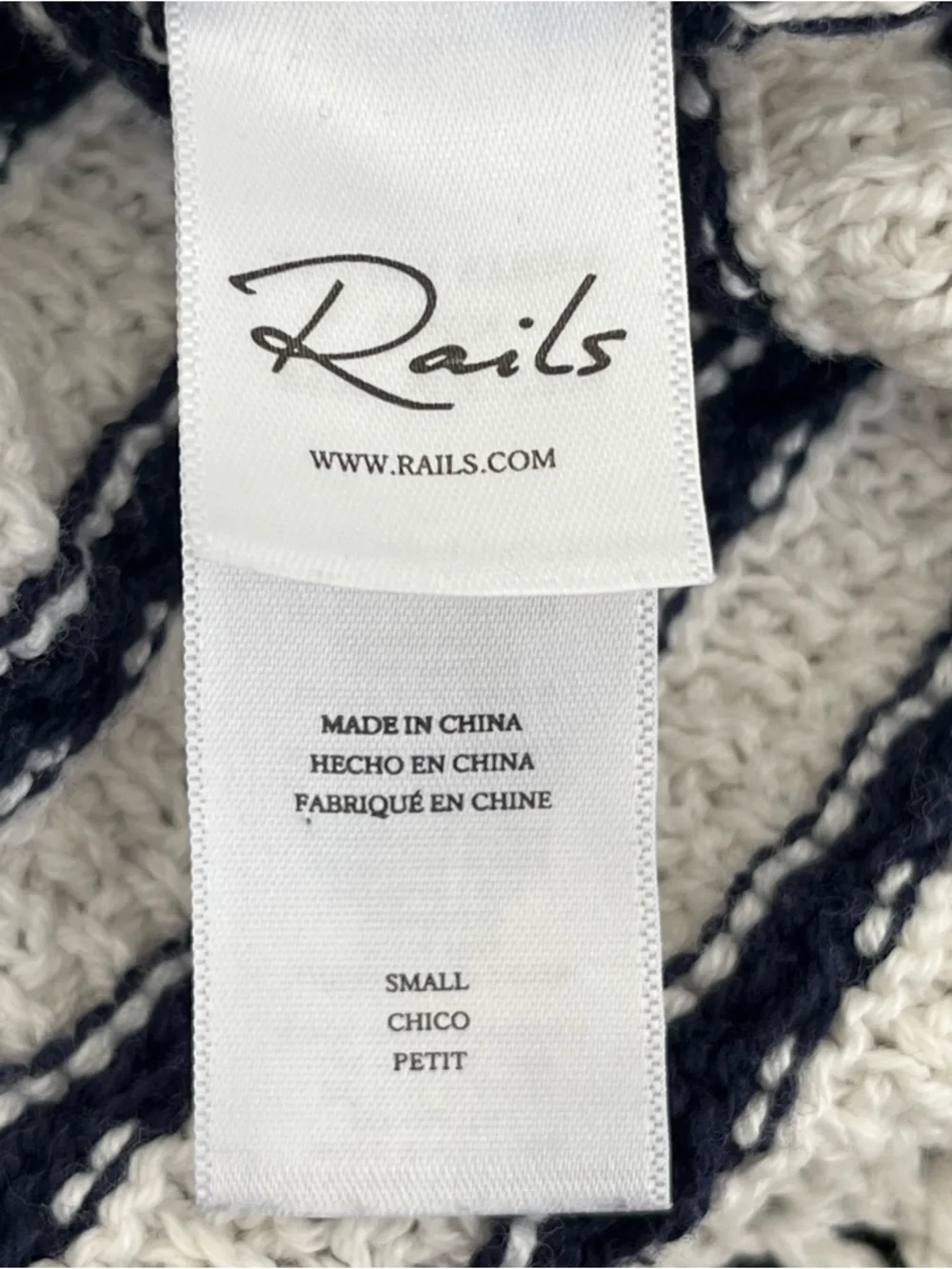 Rails Coen Striped Crochet Ruffle Sleeve Top in Anadia Stripe, Small, Navy Ivory - Picture 5 of 9